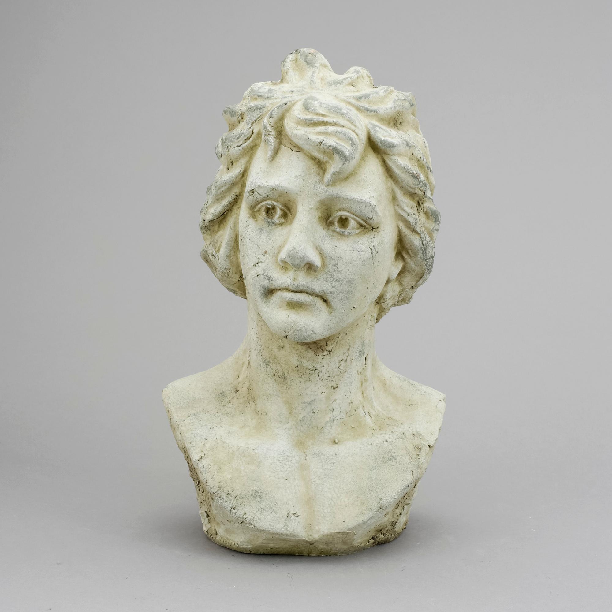 SKULPTUR, bemålat och patinerat lergods, 1900-tal.