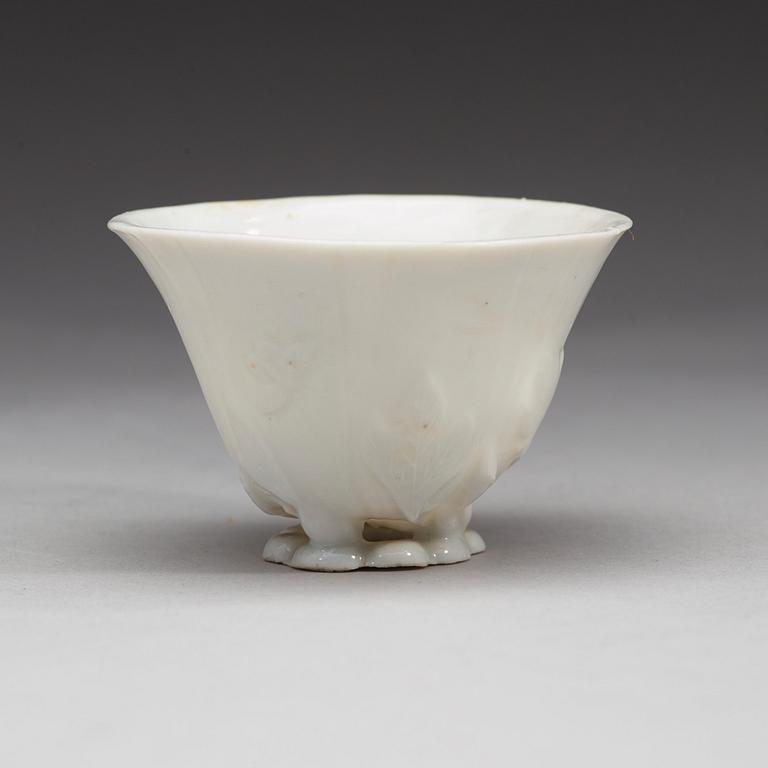 A blanc de chine libation cup, Qing dynasty, 18th Century.