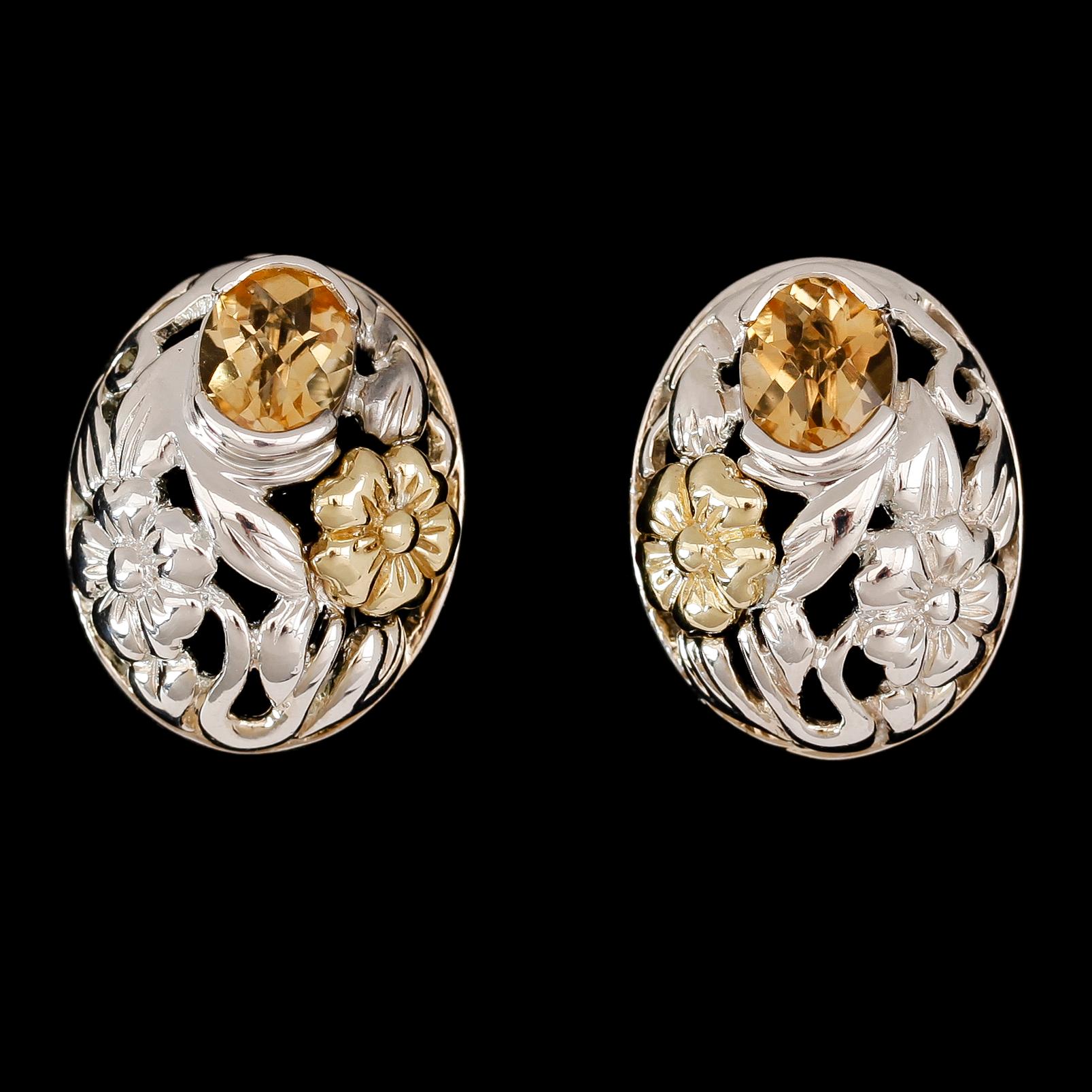 ÖRHÄNGEN, 1 par, 18 k vitguld, sterlingsilver, citriner tot ca 2.50 ct.