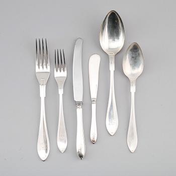 BESTICK, 39 delar snarlika, silver, GAB, Stockholm 1930/40-tal. Vikt med stålblad ca 1570 g.