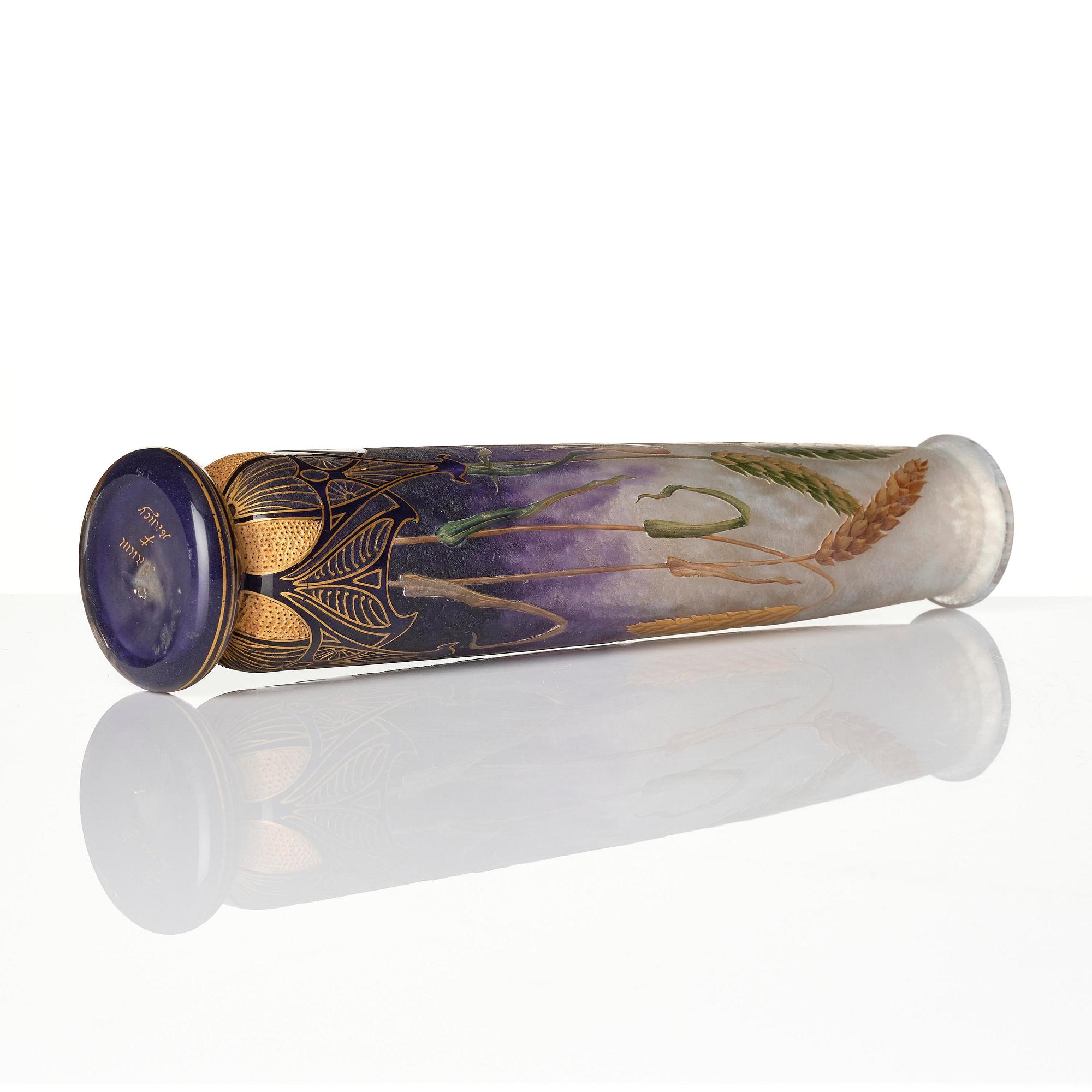 Daum Frères, an Art Nouveau gilt and enamelled cameo glass vase, Nancy, France.