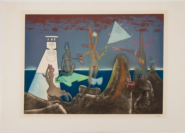 Roberto Matta, mapp med 10 st färgakvatinter, 1975, signerade med blyerts 30/125.