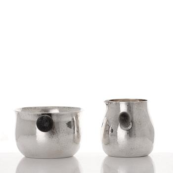 Georg Jensen, a set of three pieces of sterling coffee service, Copenhagen 1925-44 (the sugar bowl 1925-33), design nr 80 A and B.