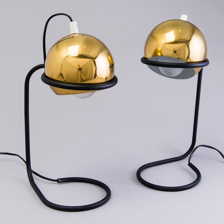 A PAIR OF TABLE LAMPS, a pair of 1970s 'Polaris' table lamps for Aris, Arisuo Oy, Finland.