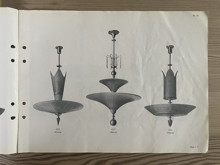 Harald Notini, taklampa, modell "6658", Arvid Böhlmarks Lampfabrik, 1930-tal.