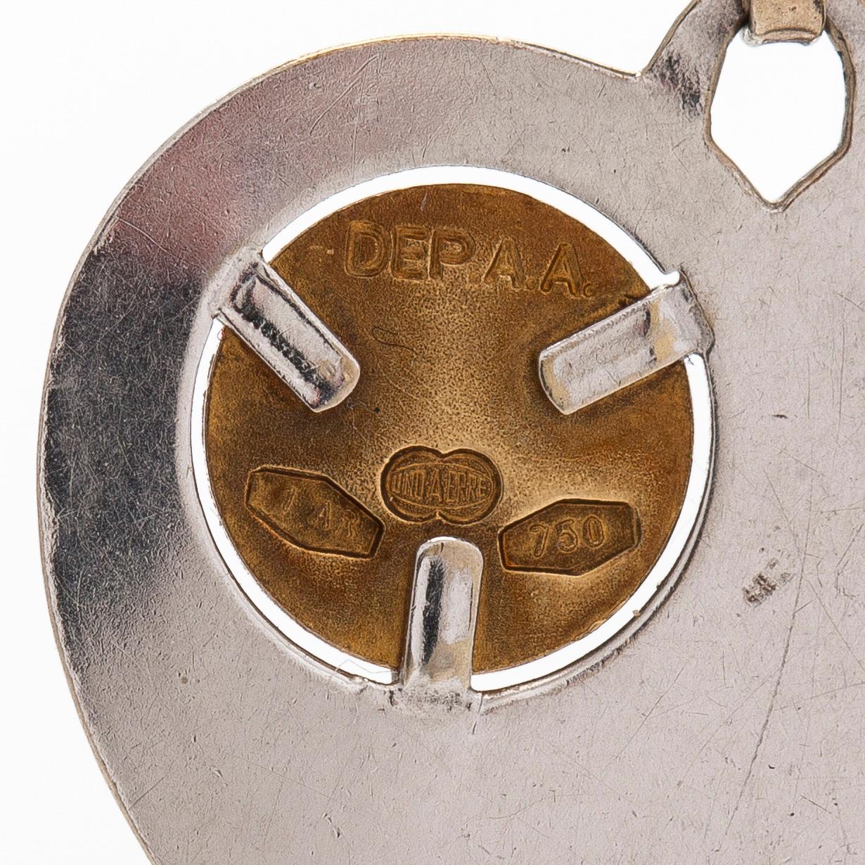 Pendant, 18K gold and white gold, Uno A Erre, Italy.