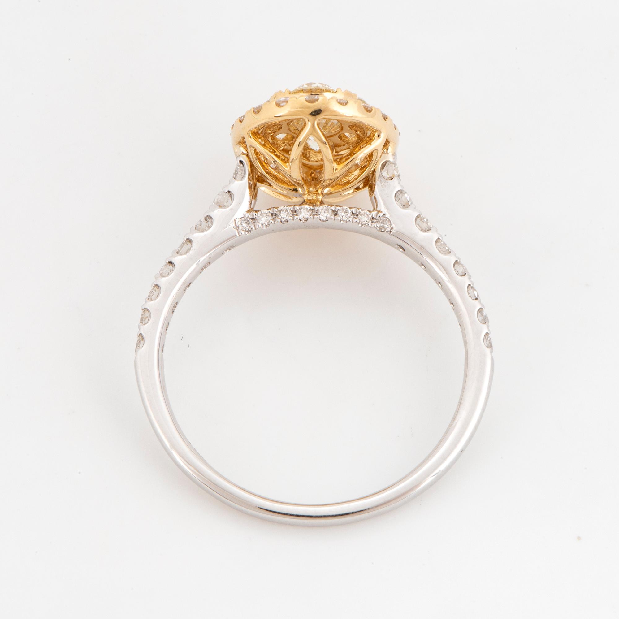 Oval shaped brilliant-cut diamond ring.