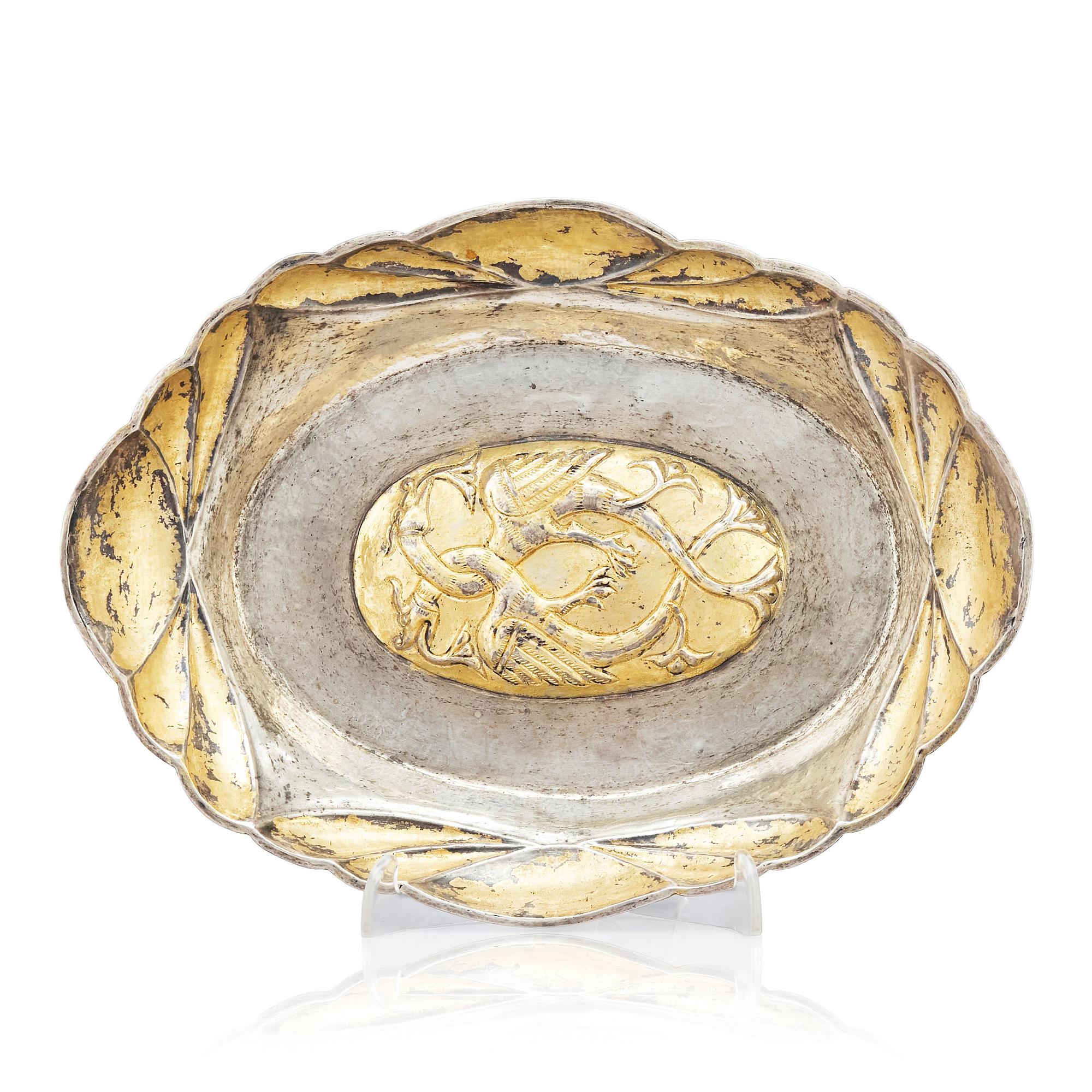 A parcel-gilt silver bowl, possibly Ottoman 16th/17th century.