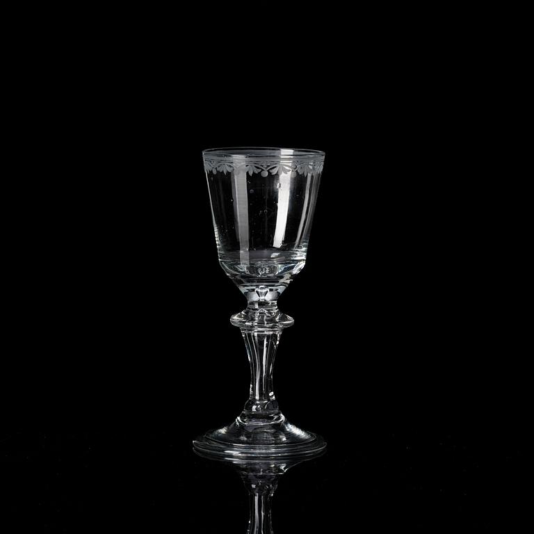 A set of six wine goblets, Germany, 18th century.