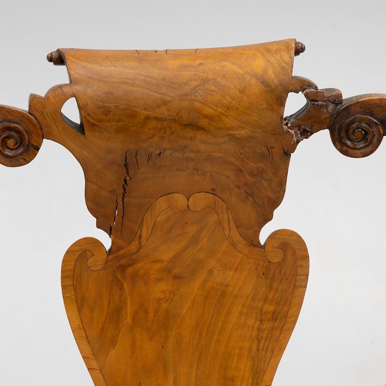 Four English late Baroque chairs, first part of the 18th century.
