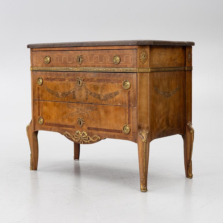 A Gustavian marquetry commode, Stockholm, late 18th century incorporating later elements.