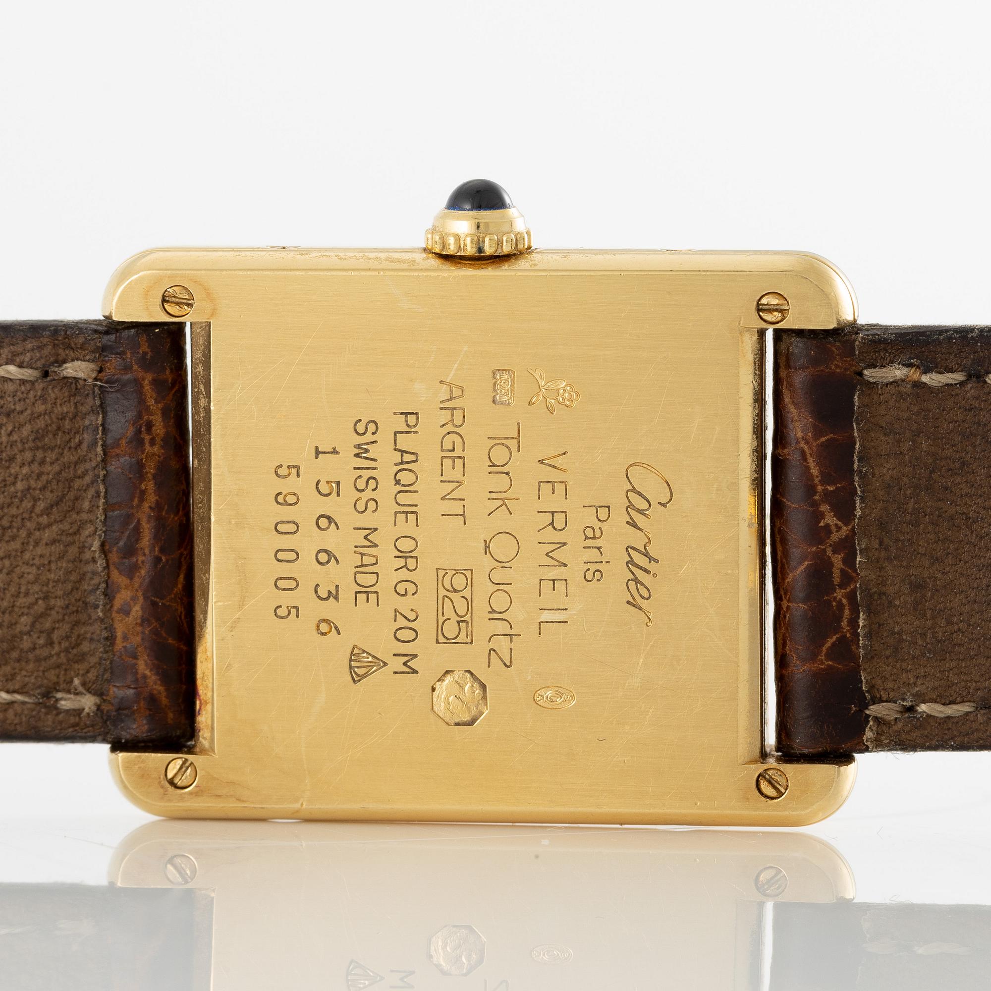 must de Cartier, Tank, wristwatch, 23.5 x 23 (30.5) mm.