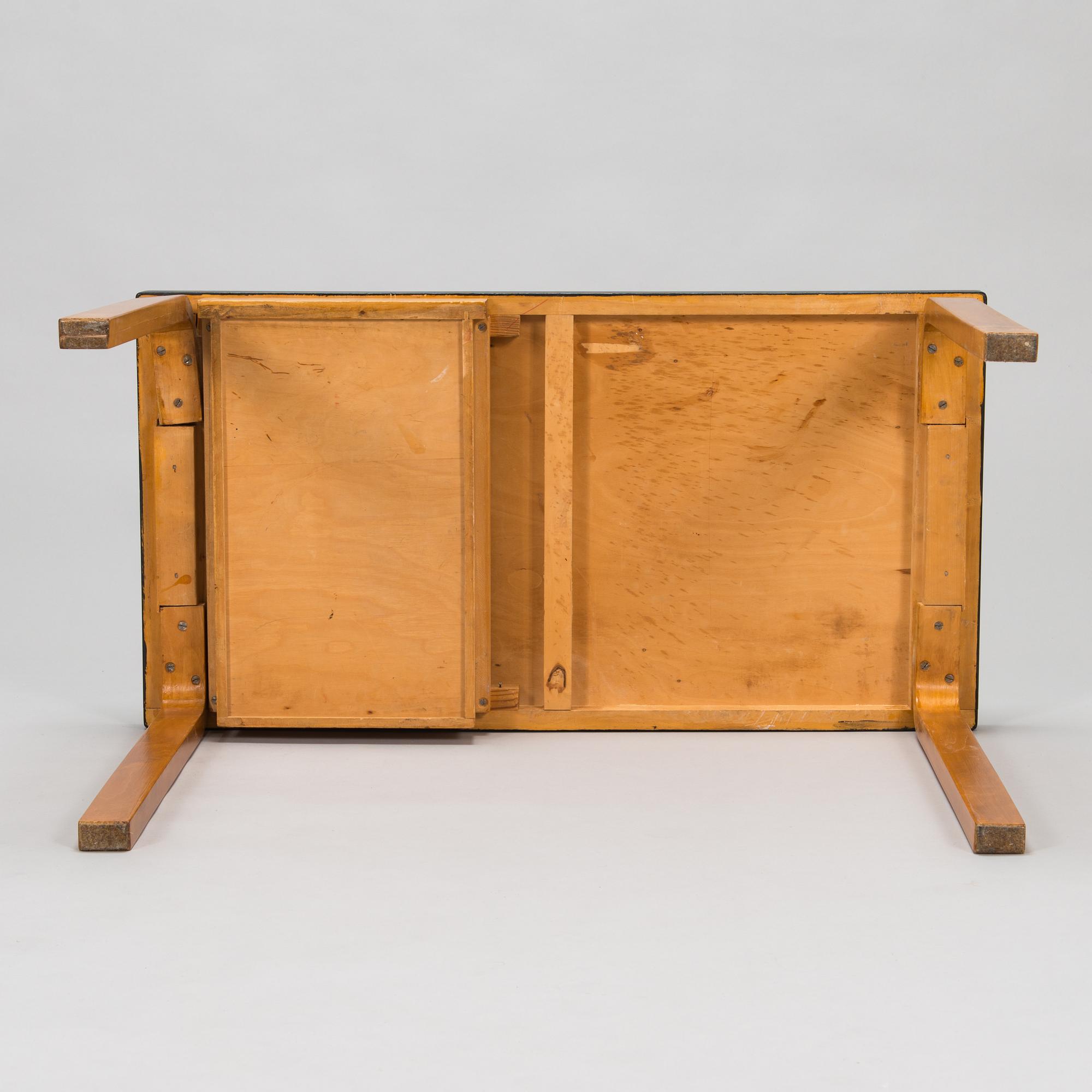 Alvar Aalto, amid 20th century 'K81' desk and '60' stool for O.Y. Huonekalu-ja Rakennustyötehdas A.B.