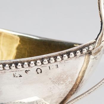A pair of Swedish Gustavian 18th Century parcel-gilt silver salt cellars, mark of Petter Eneroth, Stockholm 1787.