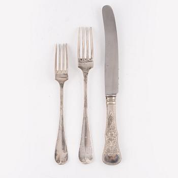 Bestickuppsättning silver och alpaca för undersökning.