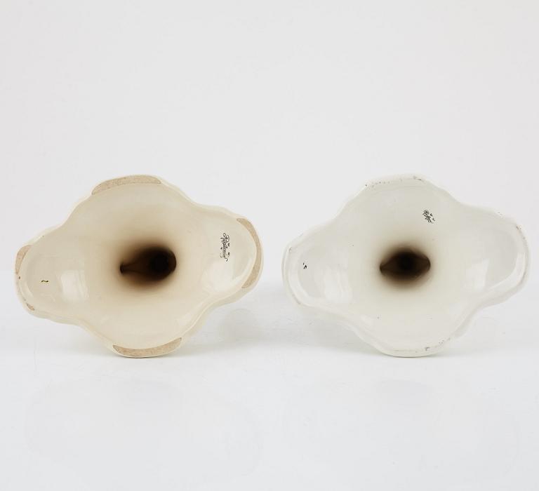 A pair of 'Daladansen' creamware candelabra from Rörstrand, Art Nouveau, early 20th Century.