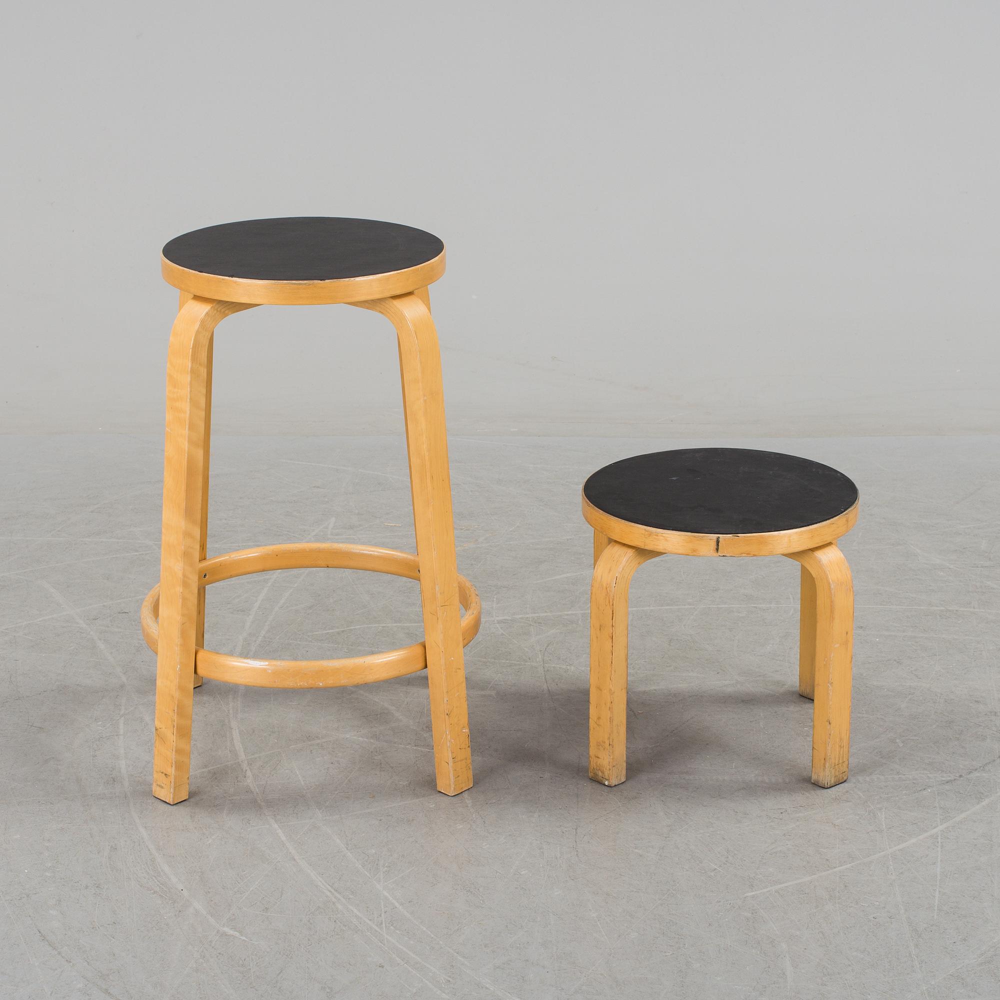 ALVAR AALTO, a pair of stools.