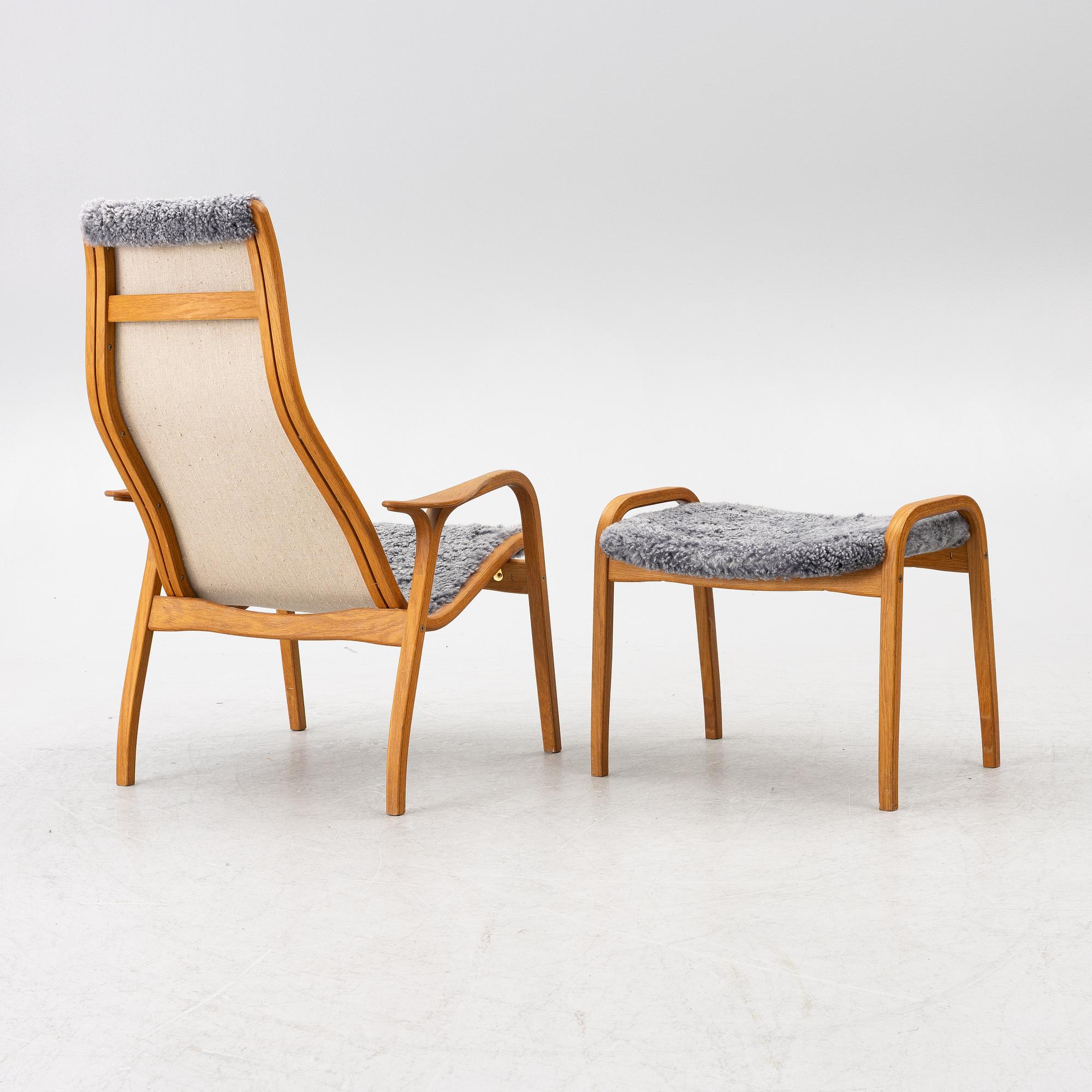 Yngve Ekström, a 'Lamino' armchair with ottoman, Swedese, Sweden, 2020's.