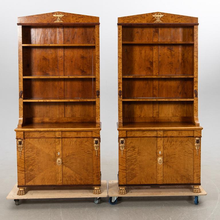 Bookcase, 1 pair, Empire style, circa 1900, possibly Baltic region.