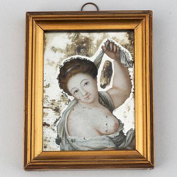 Unknown artist 18th/19th Century. Reverse mirror painting. Miniature.