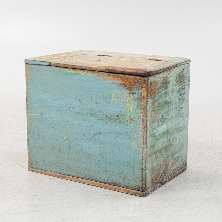 A painted pine box, late 19th Century.
