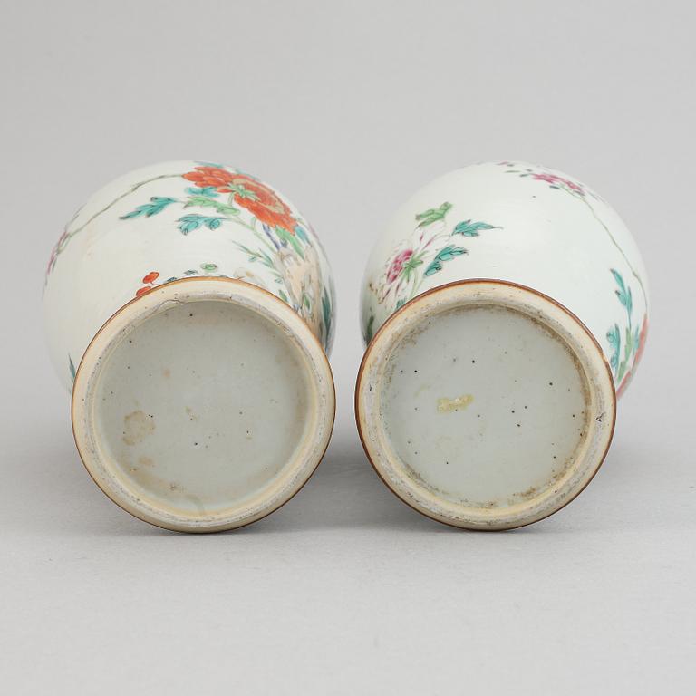 A pair of famille rose vases, Qing dynasty, Qianlong (1736-95).