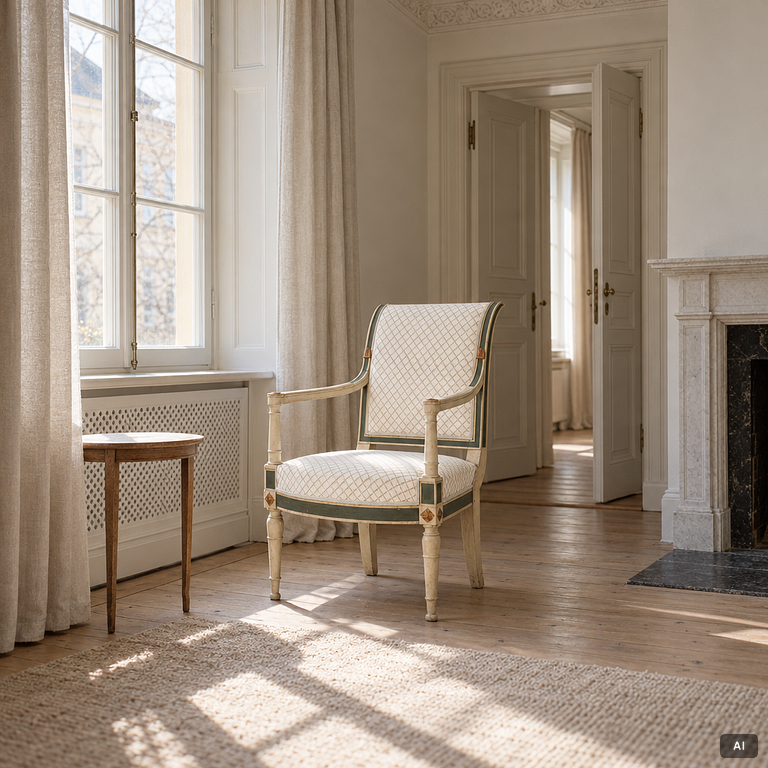 A pair of armchairs, Directoire, France, late 18th Century.