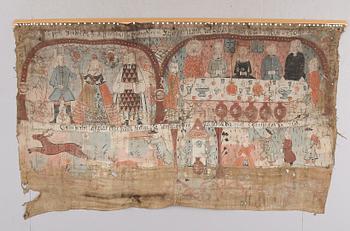 BONADSMÅLNING, duk, allmoge, Allbo-Kinnevaldskolan, Småland, 1700-/1800-tal.