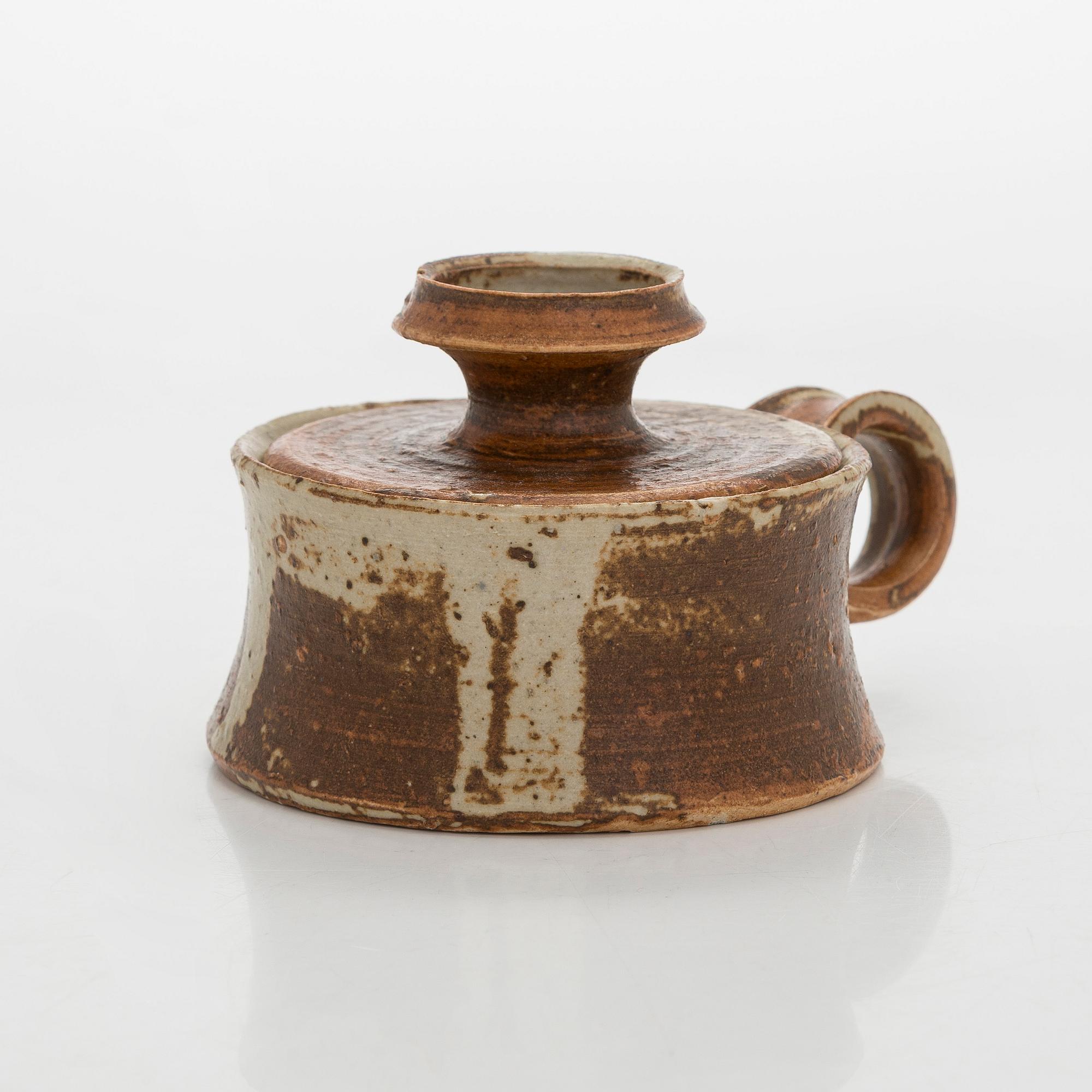 Kyllikki Salmenhaara, Mug with lid, stoneware, signed KS Arabia.