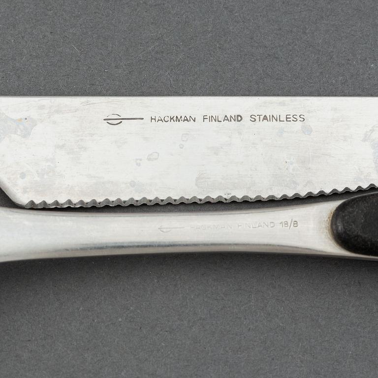 Adolf Babel, a set of 82
 pcs "Kievari" stainless steel flatware, Hackman , Finland, 1970s.