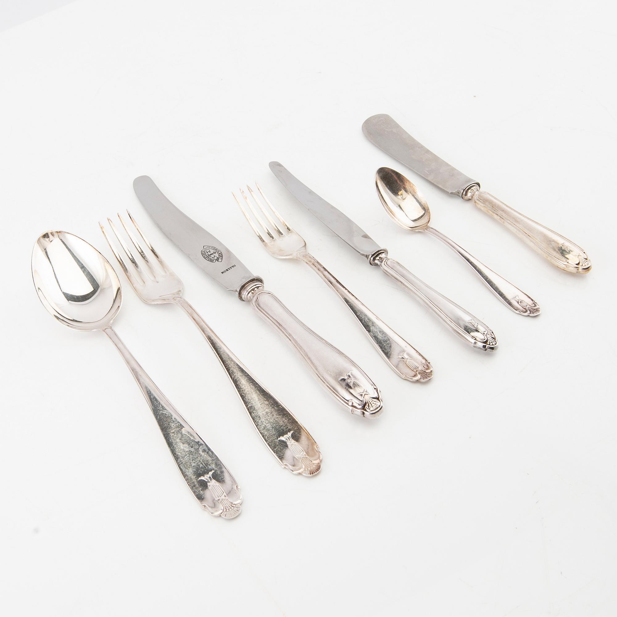 Bestick, silver, modell "Vasa" 75 dlr, 1940/50-tal.