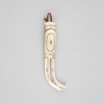 Martin Kuorak, a Sami reindeer horn knife, signed.