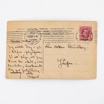 A handwritten post card from August Strindberg to his brother.