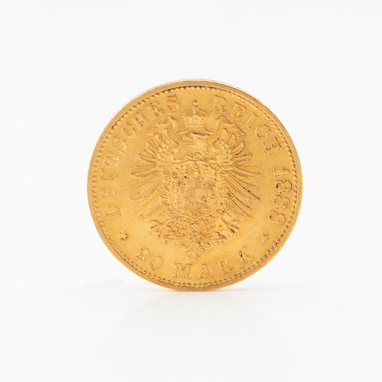 Guldmynt 20 mark 1888 Tyska riket (Preussen) Friedrich III.