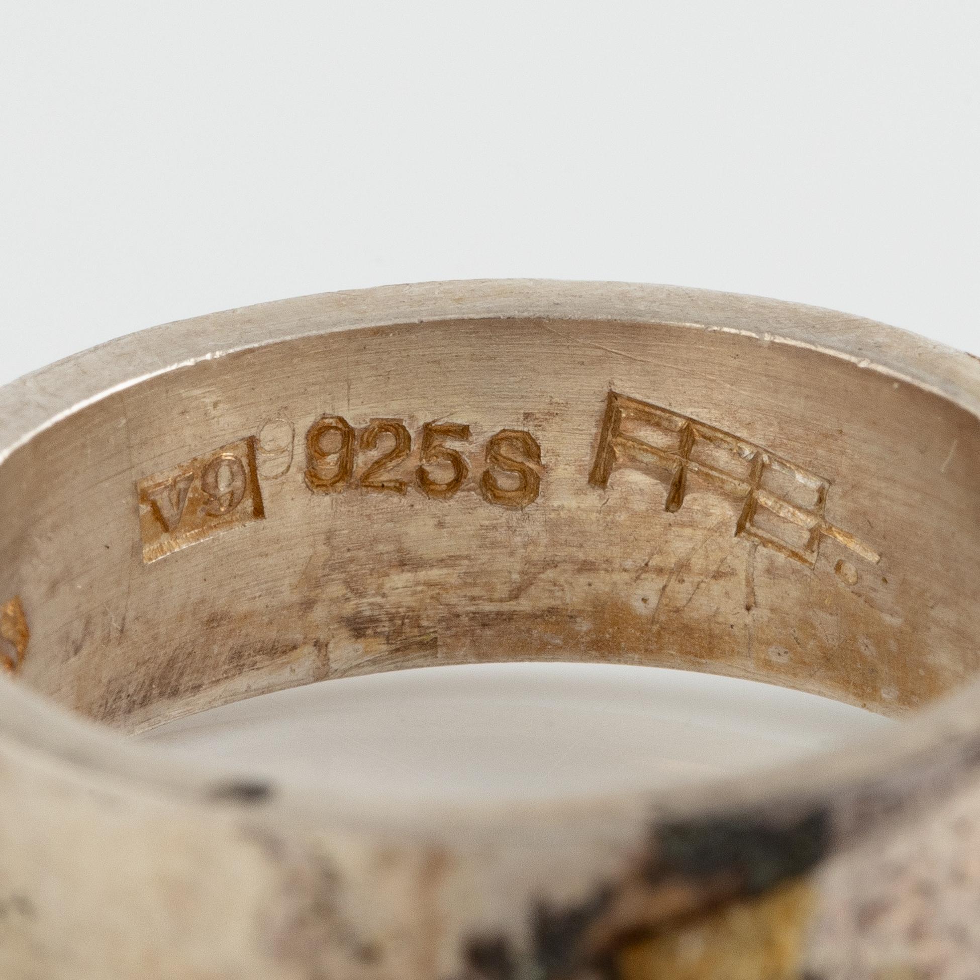 Lars Arby, six rings, silver, Gothenburg approx. 1966 and 1976.