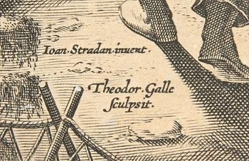KOPPARSTICK, Theodore Galle, efter Stradanus (Jan van der Straet), 1600-tal.