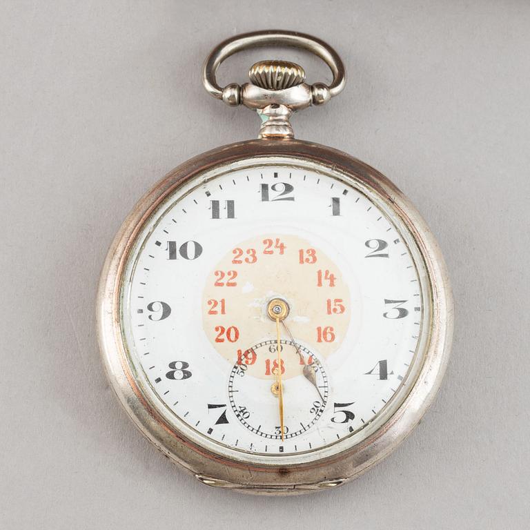 A swedish silver pocket watch stand, mark of William Lyon Gothenburg 1857.