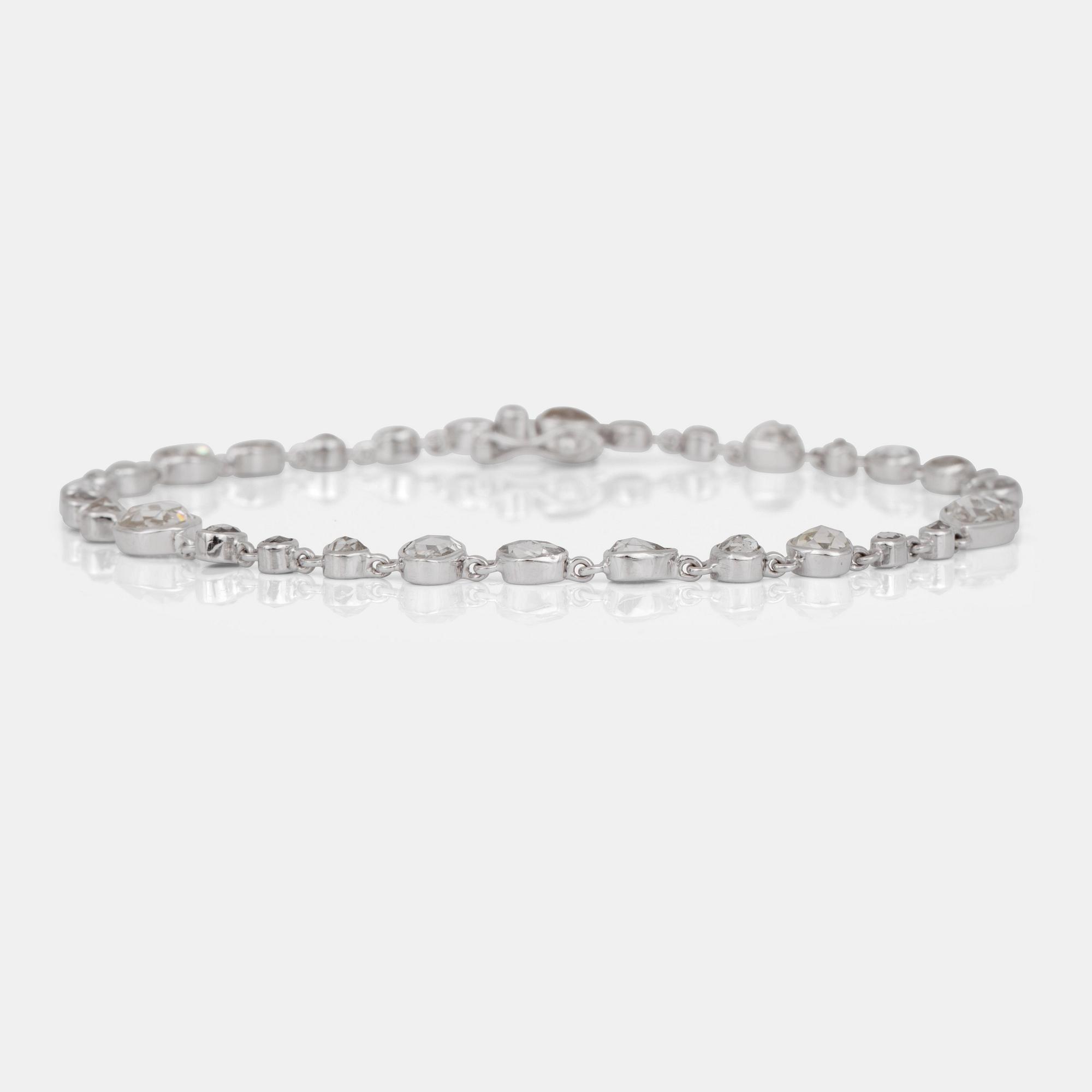 A rose-cut diamond, circa 5 cts, bracelet.