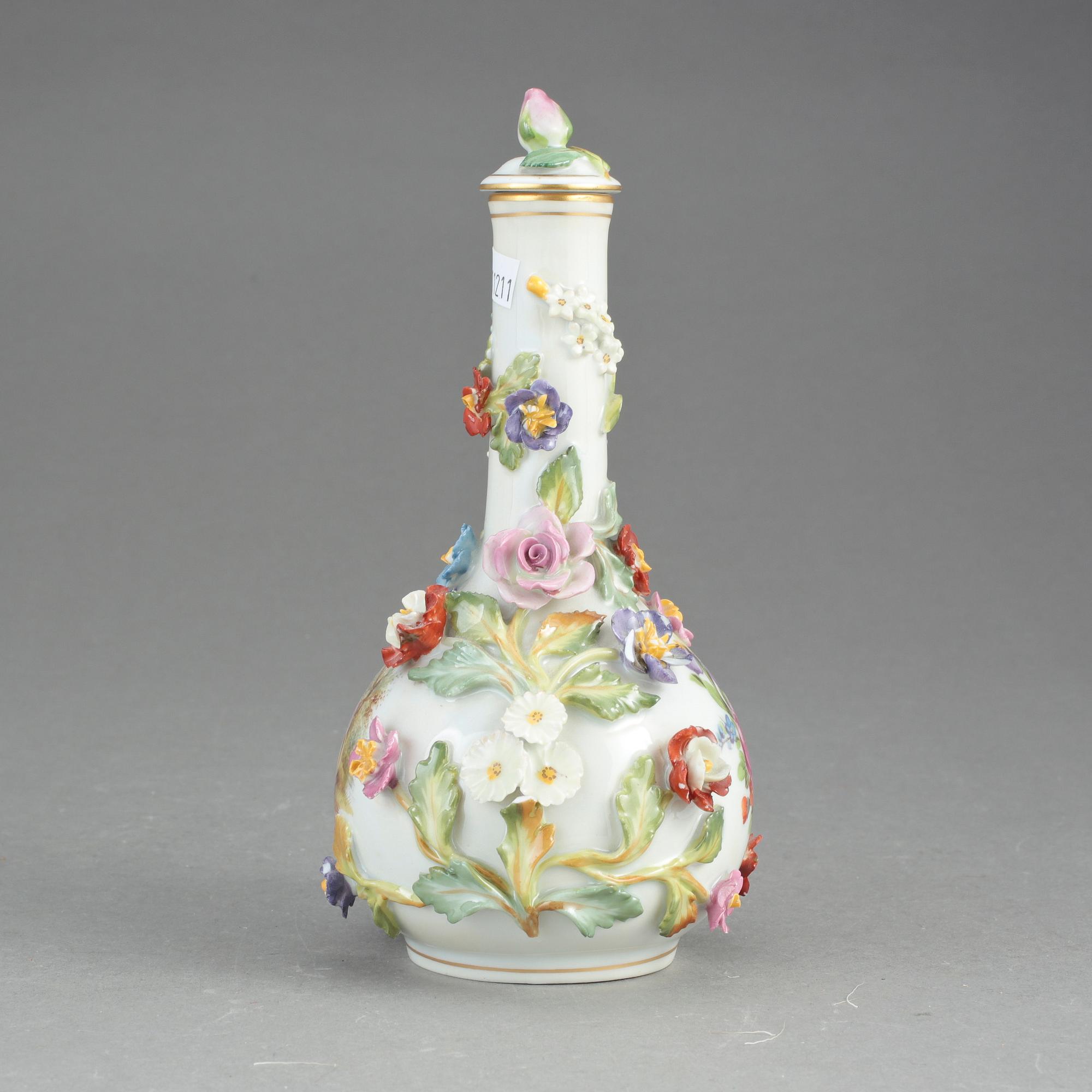 FLASKA, Porslin, Dresden, 1900-talets första hälft.