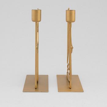 GUNNAR ANDER, ljusstakar, ett par, Ystad metall, 1960-tal.