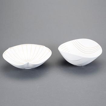 SKÅLAR, 2 st, carraragods, "Guldsurrea", Wilhelm Kåge, Gustavsbergs studio, 1900-talets mitt.