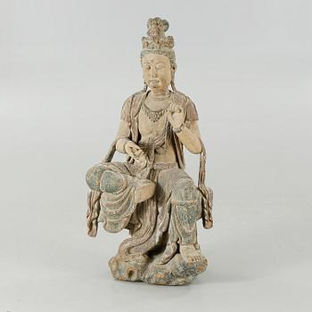 A Chinese 20th century wooden bodhisattva.