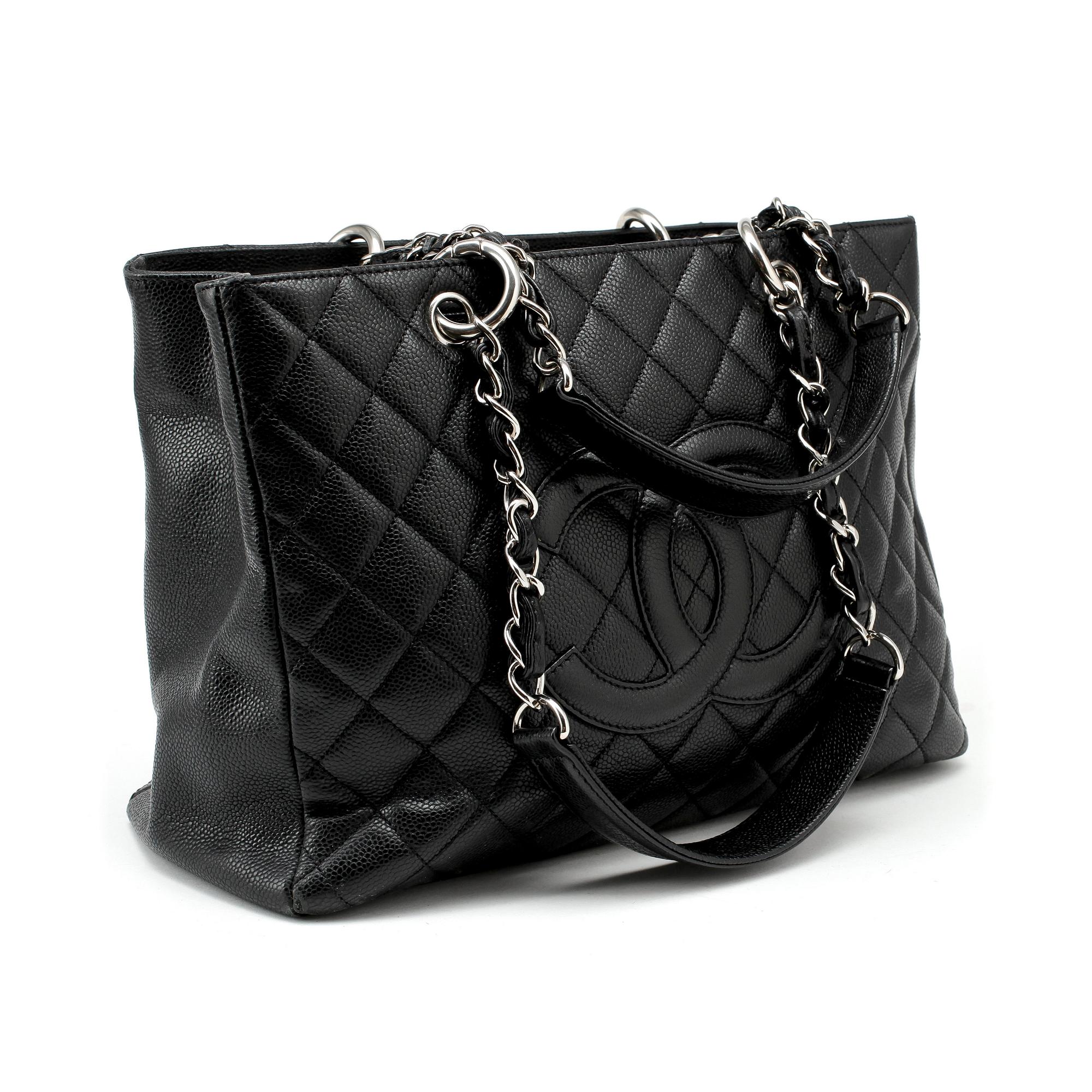CHANEL, a black caviar leather purse, "Grand Shopping Tote".