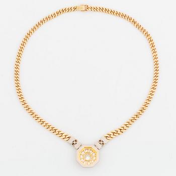 An 18K gold necklace with a round brilliant-cut diamond weight ca 1.65 cts quality ca I vs, by Jan Hellströmer.