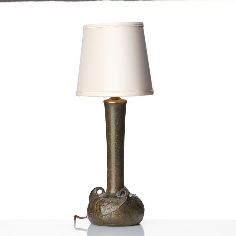 Emy Wahlström, bordslampa, Hugo Elmquist, brons, Stockholm, jugend.