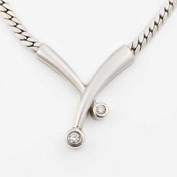 Necklace 9K white gold with brilliant-cut diamonds.