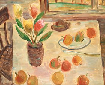 217. Hilding Linnqvist, Still life with apples and flowers.