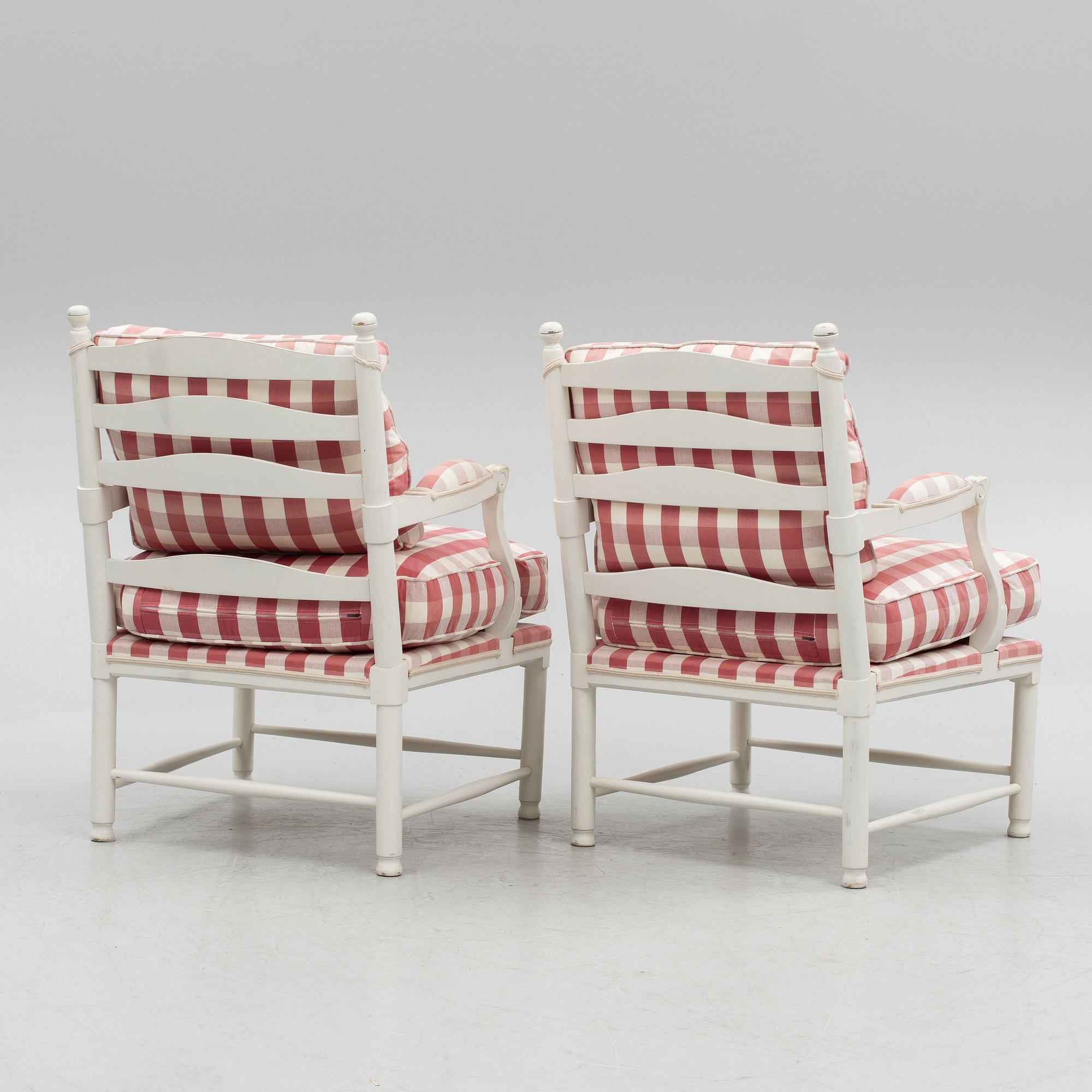 A pair of armchairs a pair, so-called Gripsholm chairs, Gustavian style, 20th century.