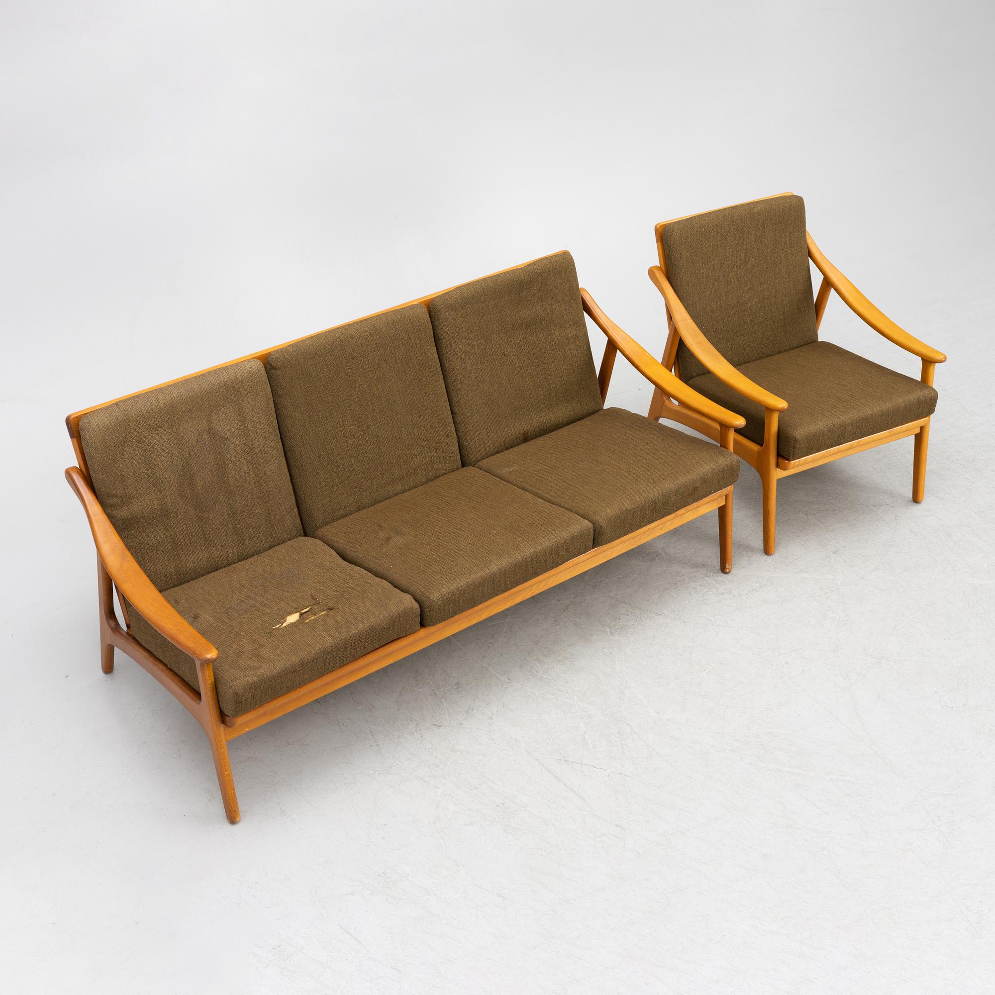Soffa och fåtölj, Bejra Möbel, Tibro, 1960-tal.