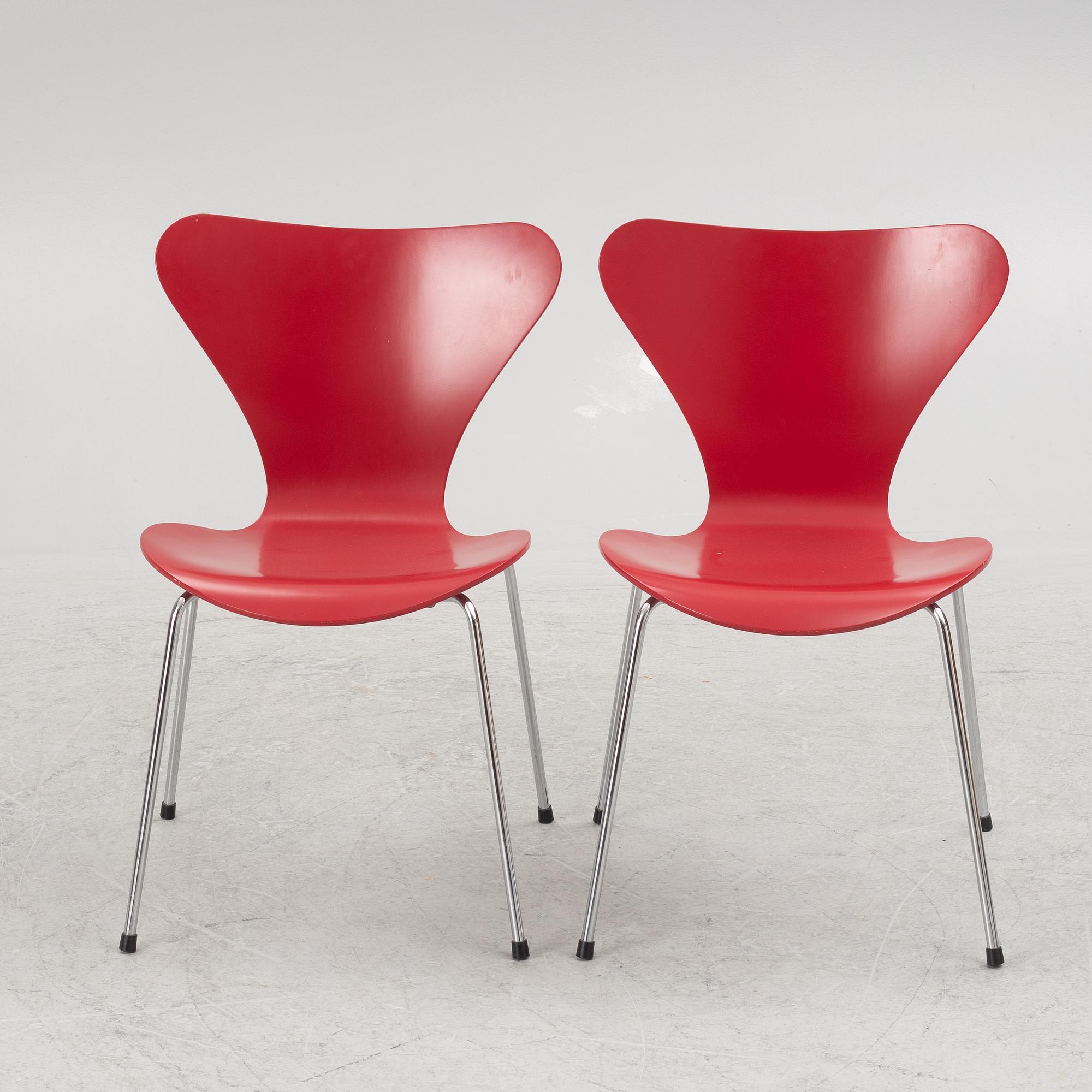 Arne Jacobsen, chairs, 6 pcs, "The Seven", Fritz Hansen, Denmark.